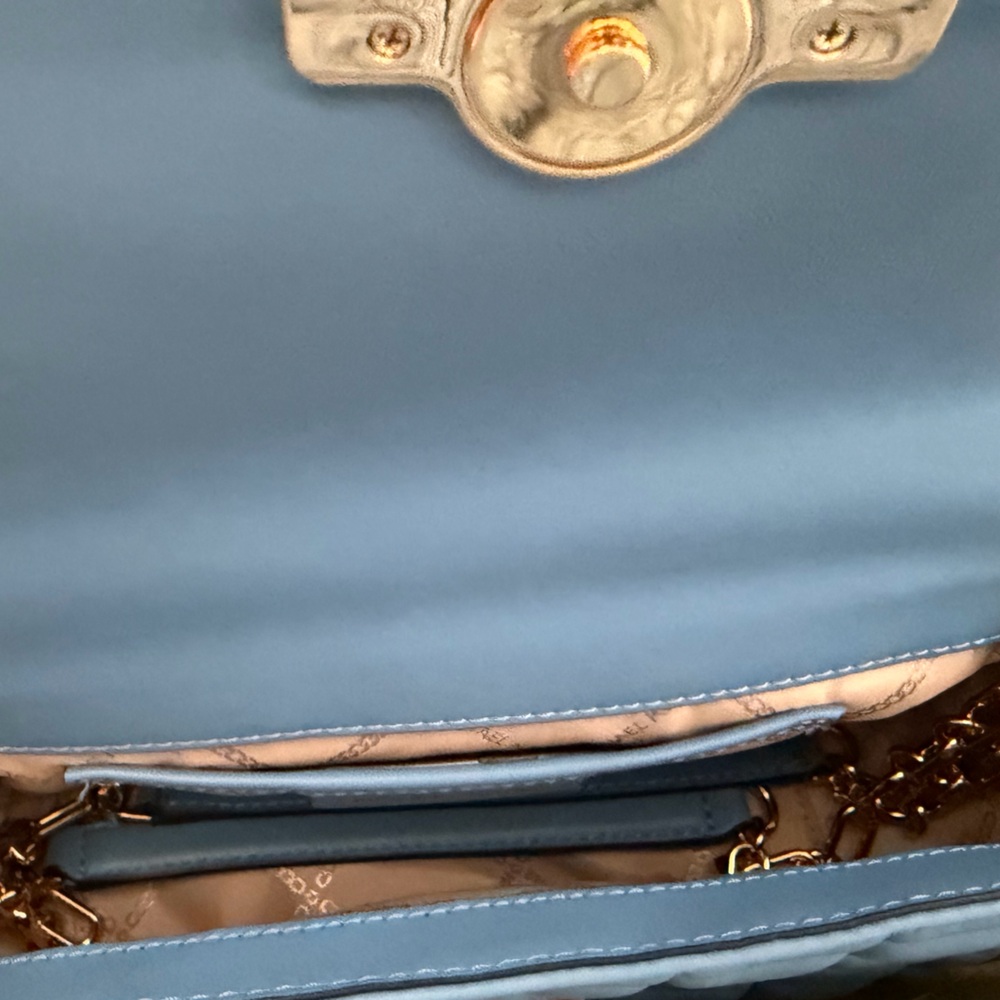 Michael Kors Quilted Blue Shoulder Bag with Gold Accents - Picture 3 of 5